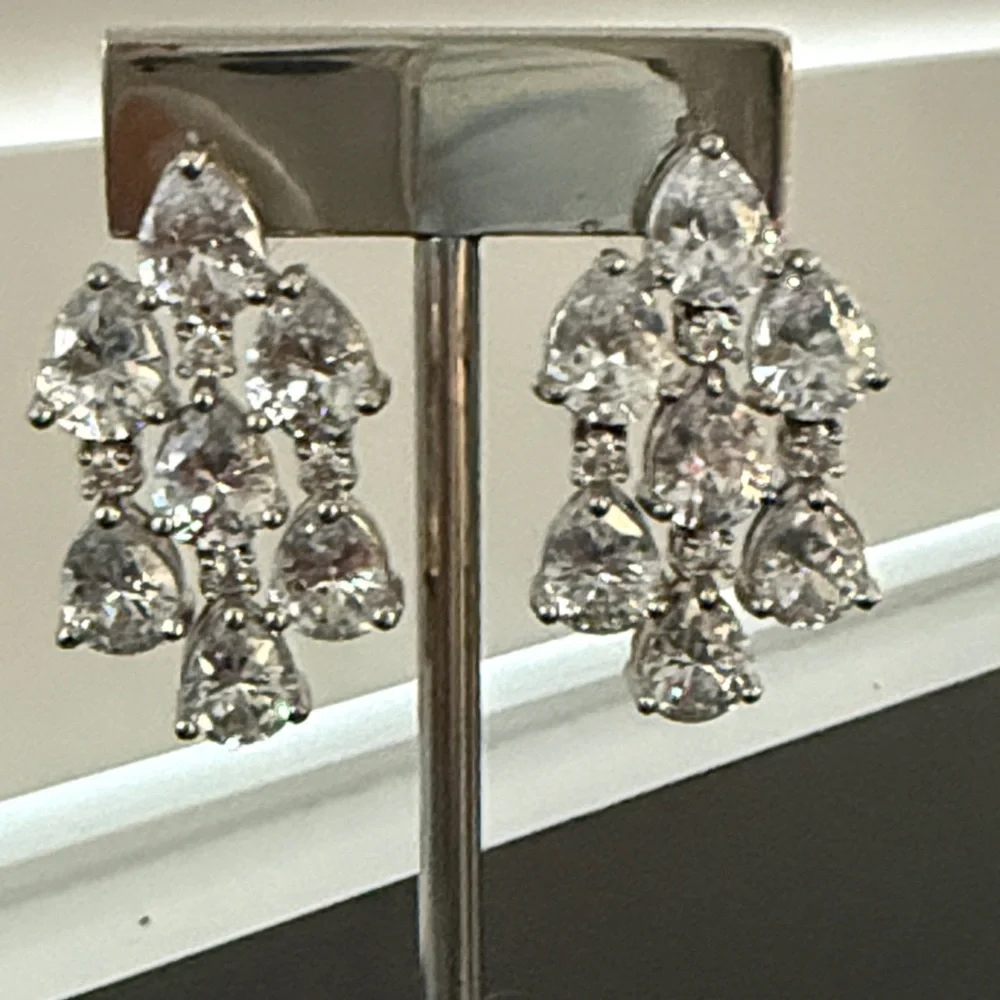 CZ by Kenneth Jay Lane NEW Cascading Pear CZ Drops $149Mfg - Picture 2 of 6
